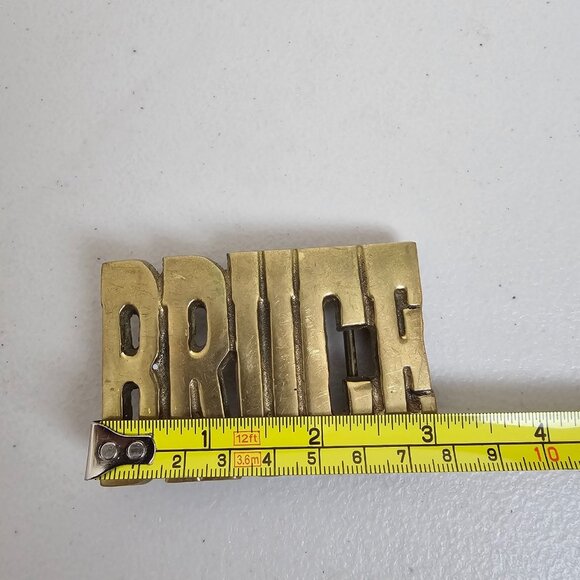 Vintage BRUCE Name Belt Buckle Solid Brass Taiwan Novelty - Picture 5 of 6